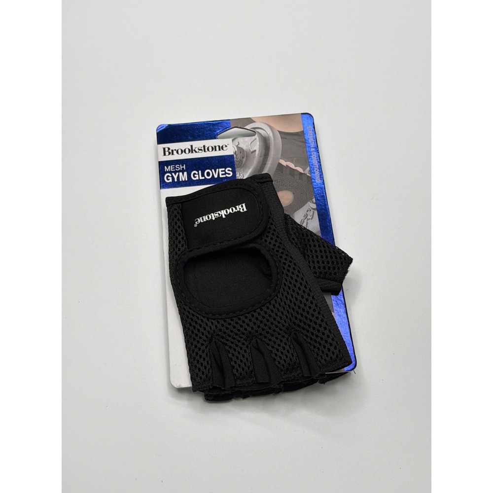 Brookstone Mesh Gym‎ Gloves Black Lightweight Venting Foam Padded Palm Size M/L